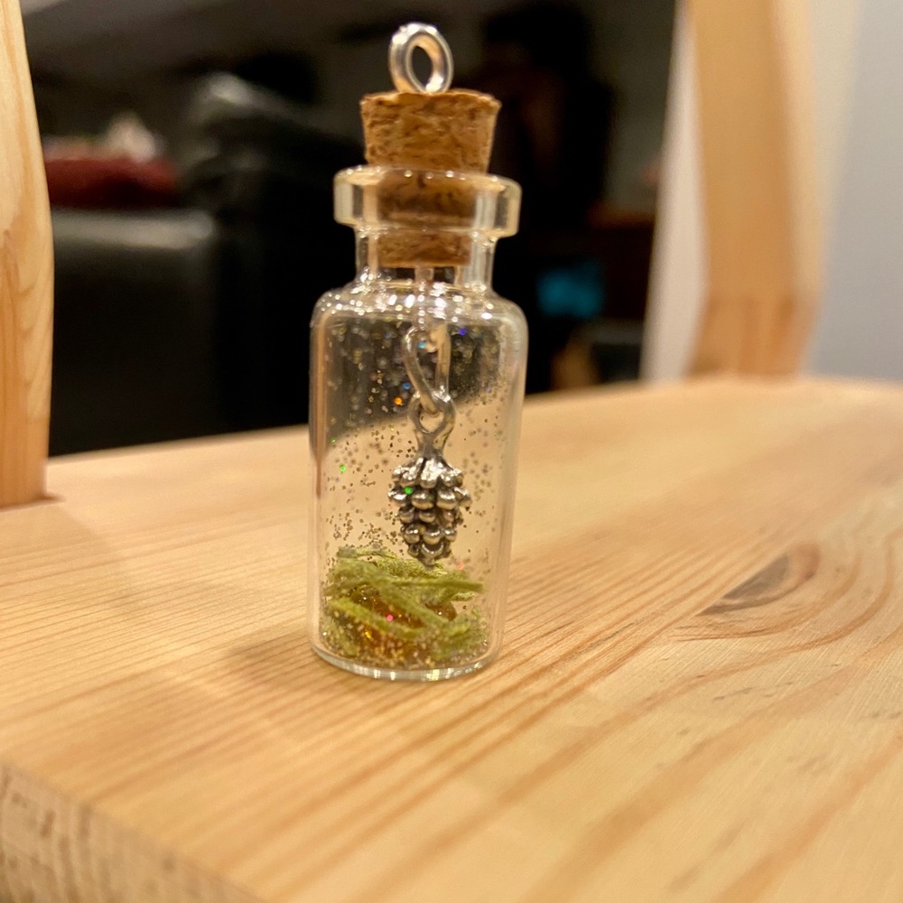 Mini pinecone necklace! Real silver. Handmade!